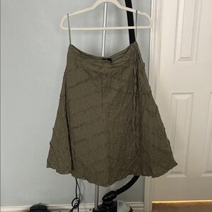 Angie Olive Green Textured A-Line Skirt